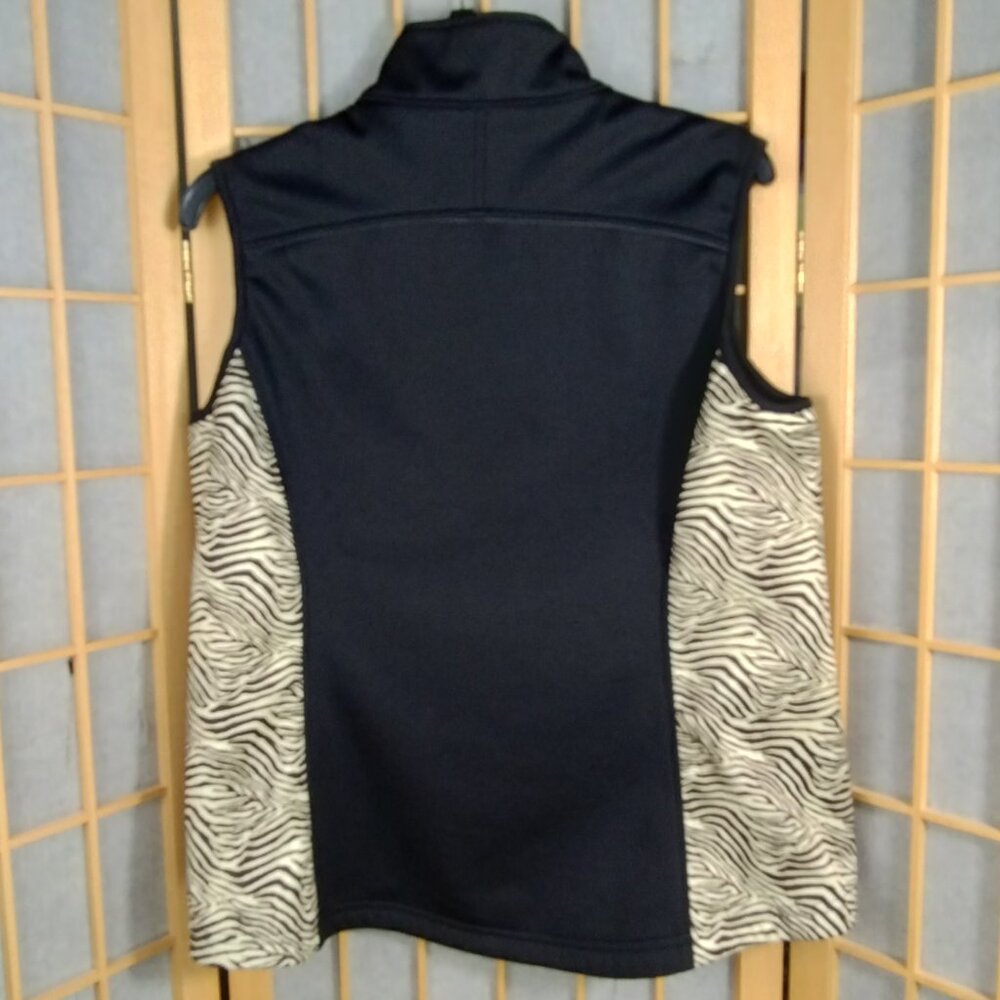 Kerrits Double Zippper Equestrian Riding Vest Black/Zebra Stripe Size L - Picture 2 of 9